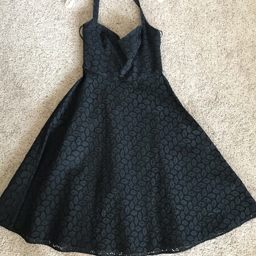 Michael Kors Linen Eyelet Halter Dress